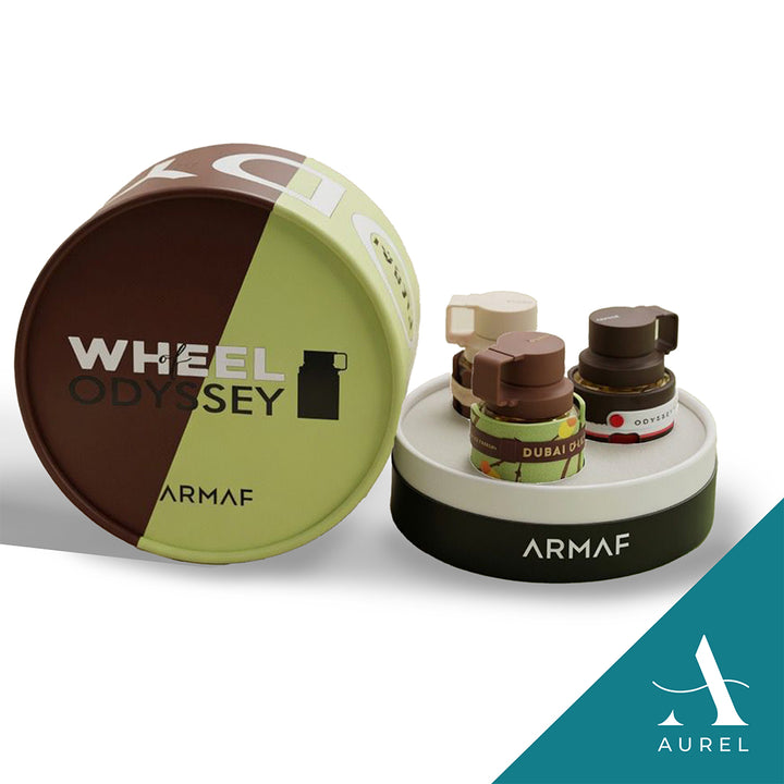 Armaf Gift Set Wheel of Odyssey Brown (3pc x 30ml Odyssey Dubai Chocolate, Black Forest, Toffee Coffee)