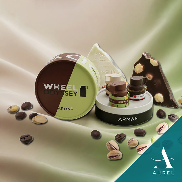 Armaf Gift Set Wheel of Odyssey Brown (3pc x 30ml Odyssey Dubai Chocolate, Black Forest, Toffee Coffee)